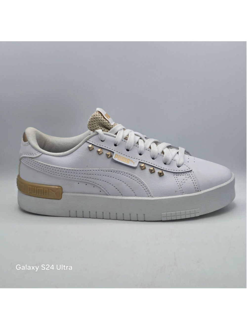 Women's Puma Jada Bling White and Gold Studded Platform Sneakers women's 6